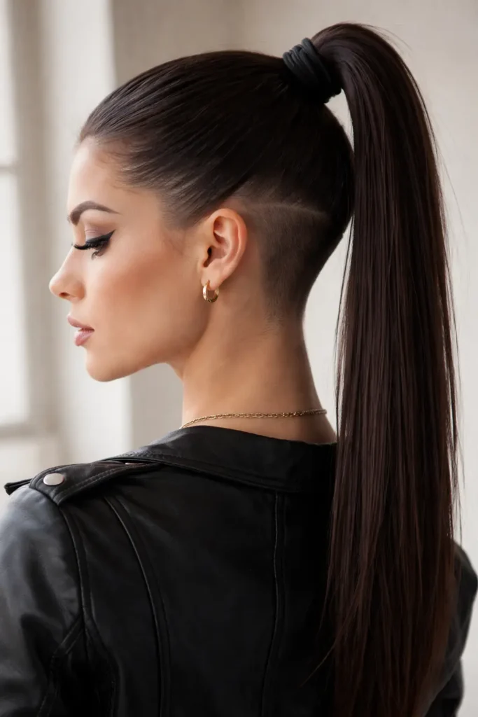long Ponytail undercut style 