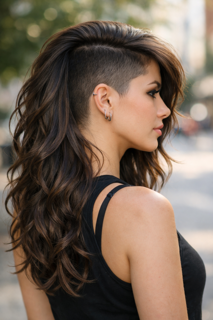 the standing women of  Long Hair with Undercut