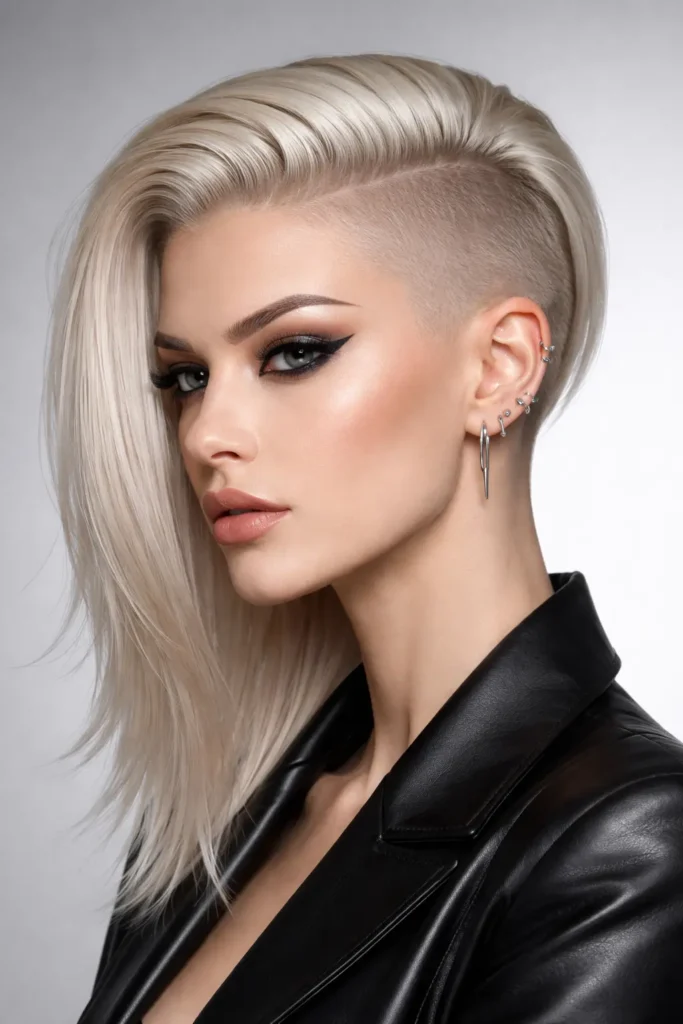 side shaved Undercut with Platinum Blonde