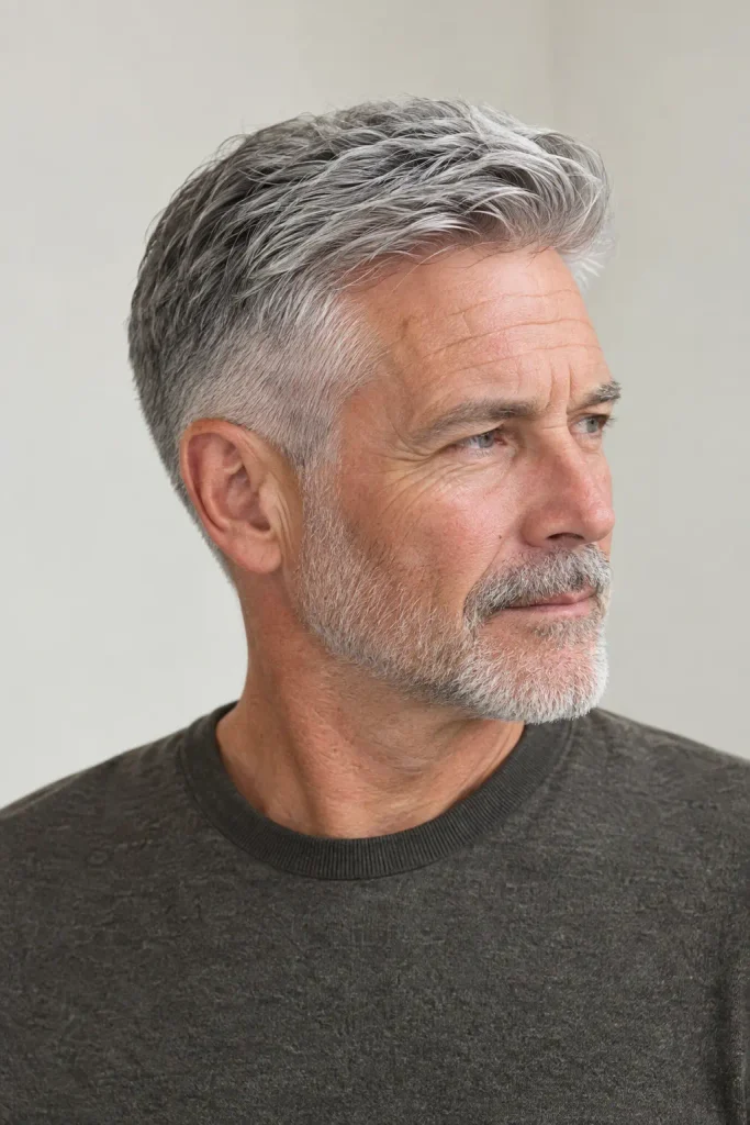 Distinguished older white man with a classic gray taper haircut featuring natural silver-white and salt-and-pepper hair.
