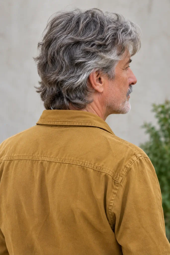 Classic scissor-cut shag among distinctive Hairstyles for Men Over 60.
