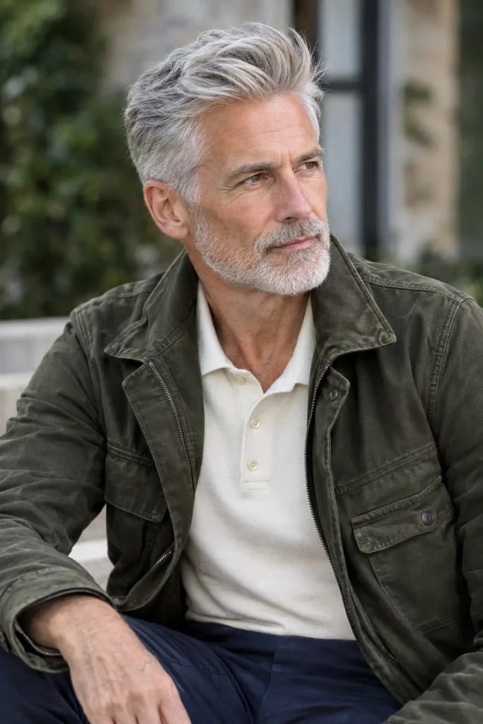 Modern silver quiff among sophisticated Hairstyles for Men Over 60.