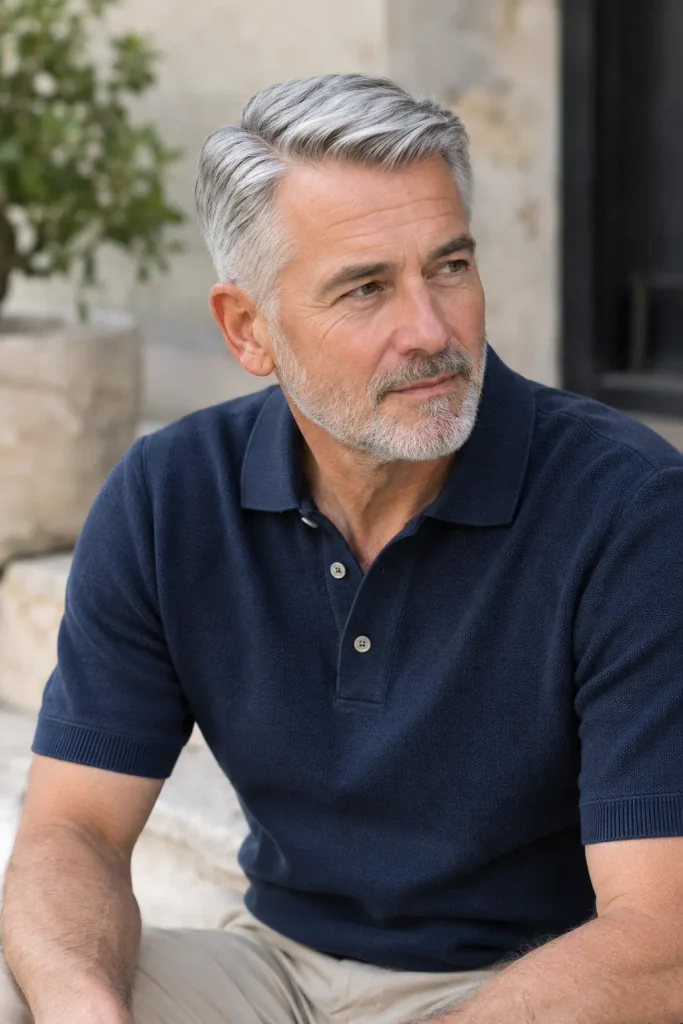Refined silver side part among sophisticated Hairstyles for Men Over 60