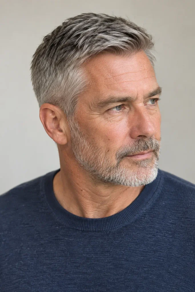 Older white man with silver and salt-and-pepper hair wearing a traditional short back and sides haircut with a textured top.
