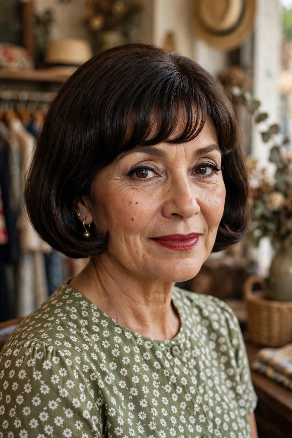 Beautiful woman with classic pageboy bob, vintage pageboy bob, nostalgic light.