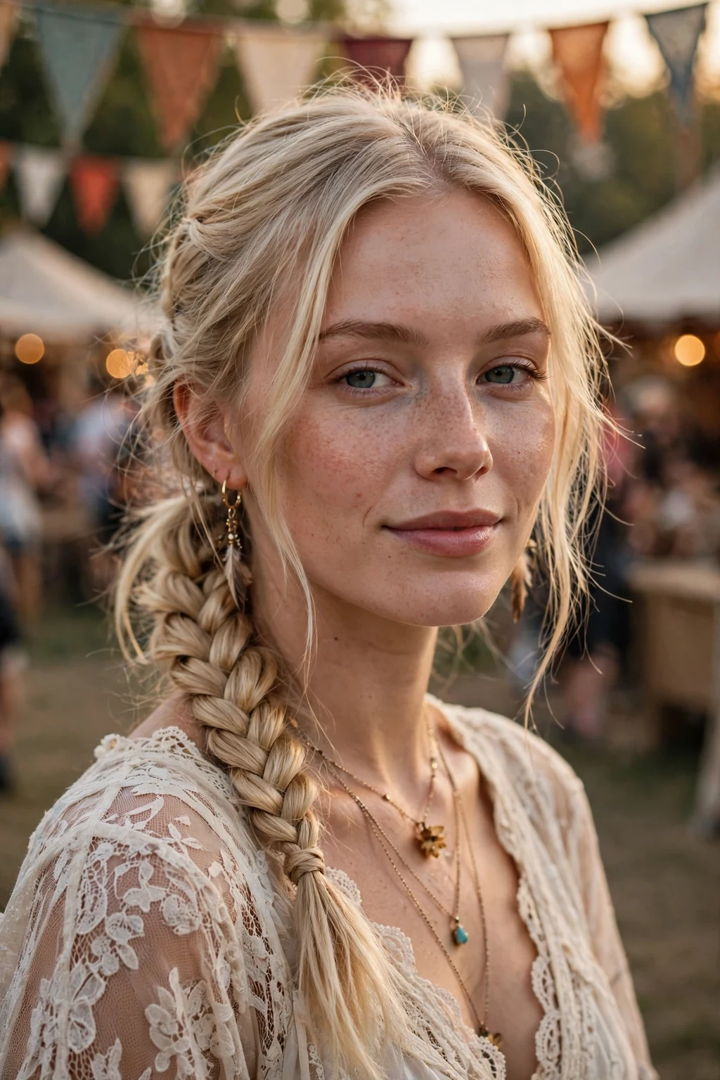 Beautiful woman with low pony with fishtail, intricate fishtail low pony, detailed light.