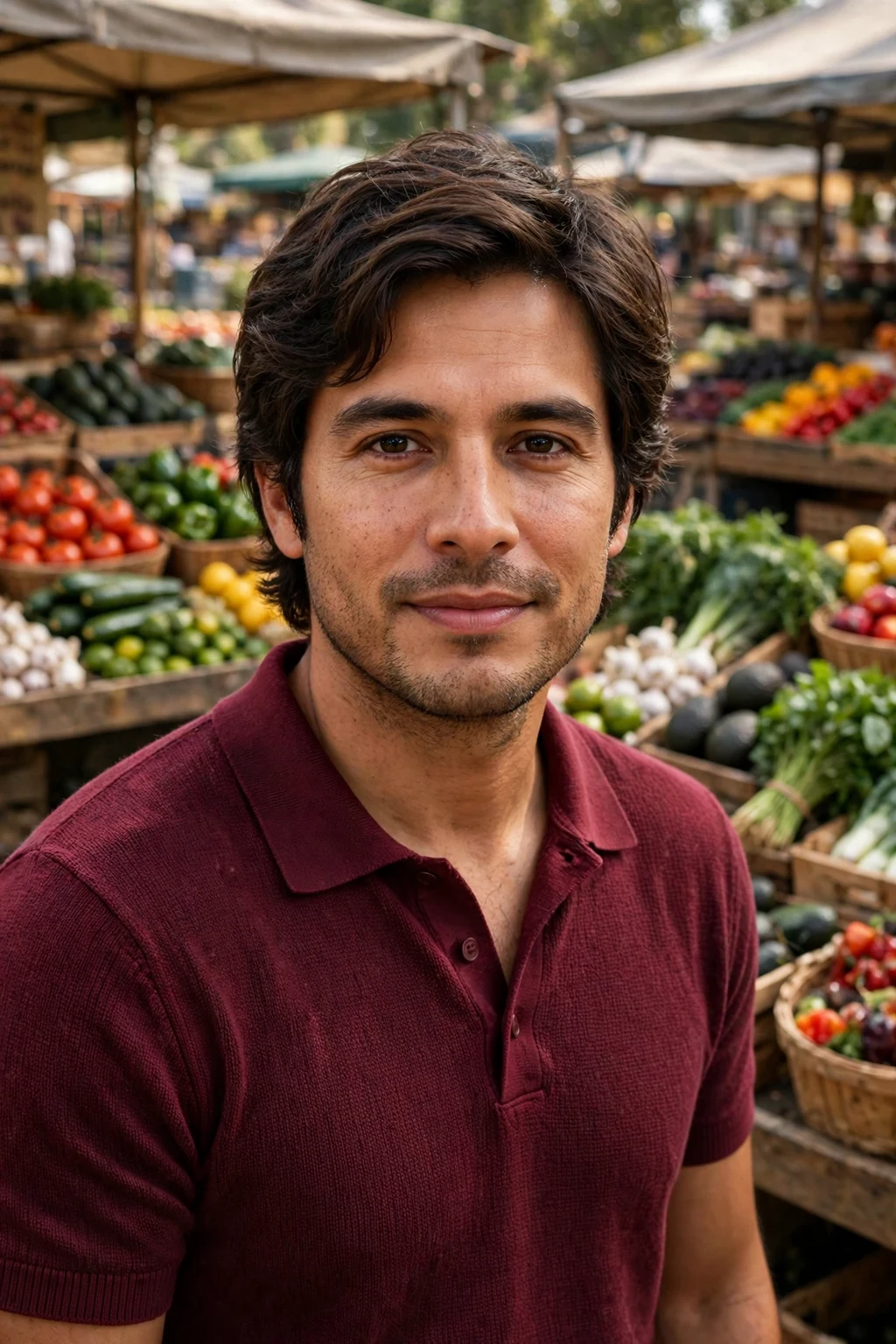 Man with a layered medium haircut, soft layers giving movement to medium-length hair.