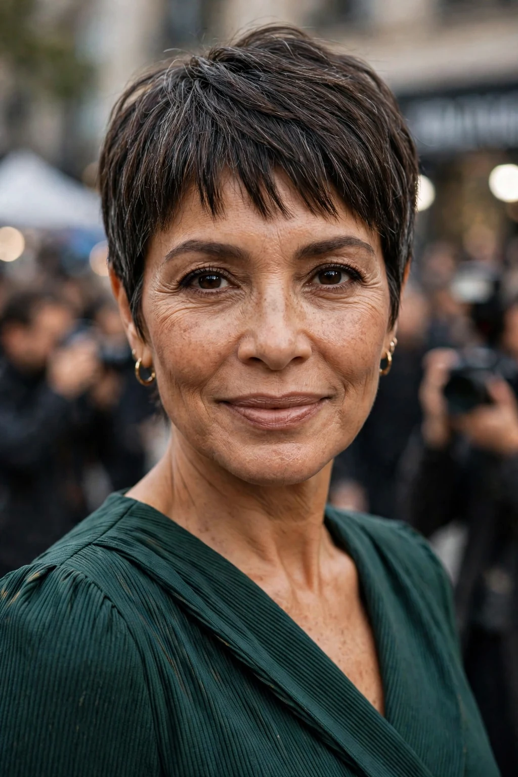 Beautiful woman with modern pixie bangs, contemporary modern pixie bangs, fresh light.