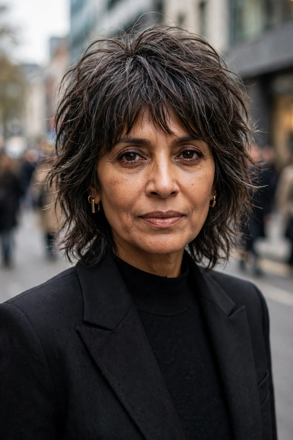 Beautiful woman over 50 with modern shag, contemporary shag, fresh light.