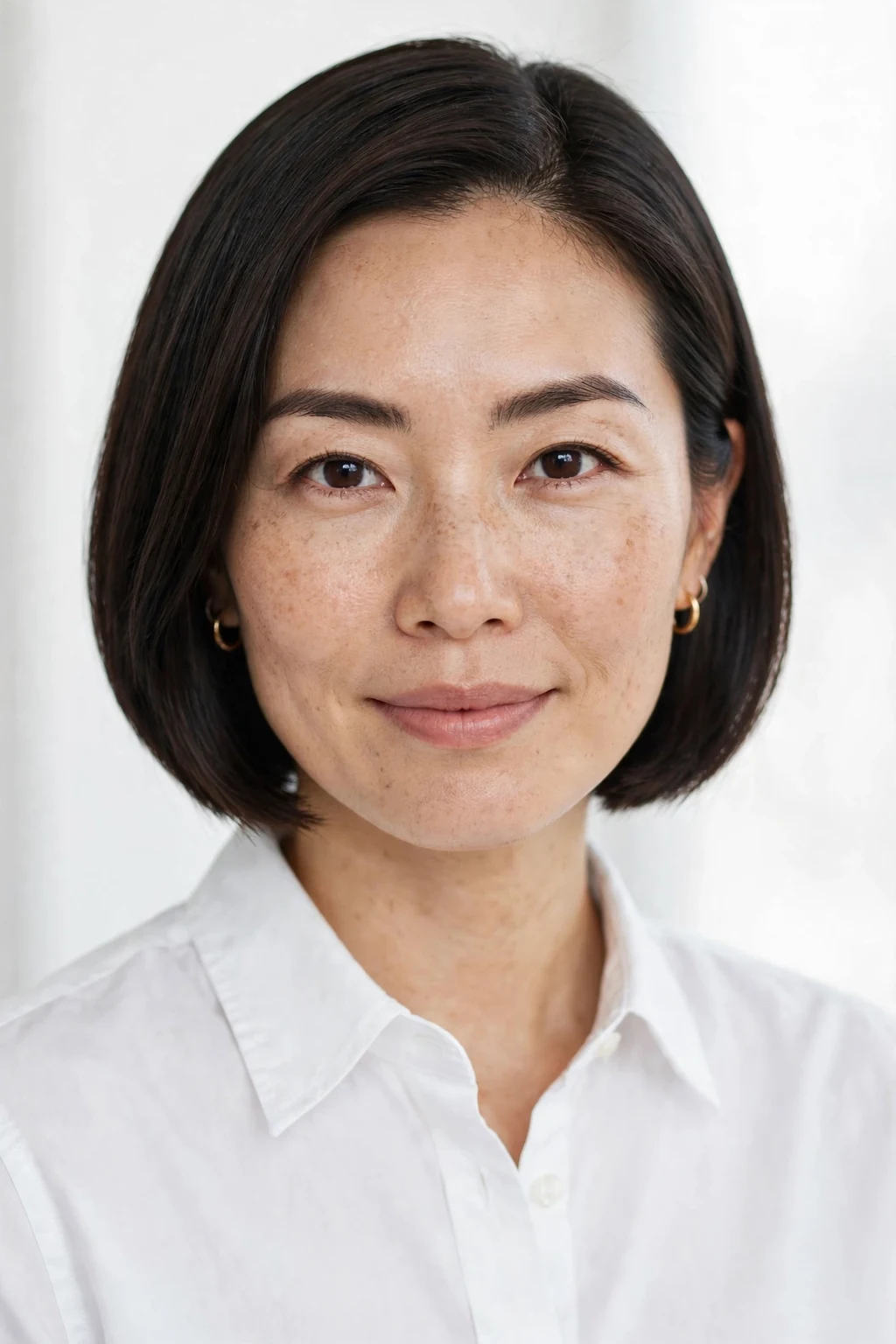 Beautiful woman with refined chin bob, precise refined bob, crisp light.