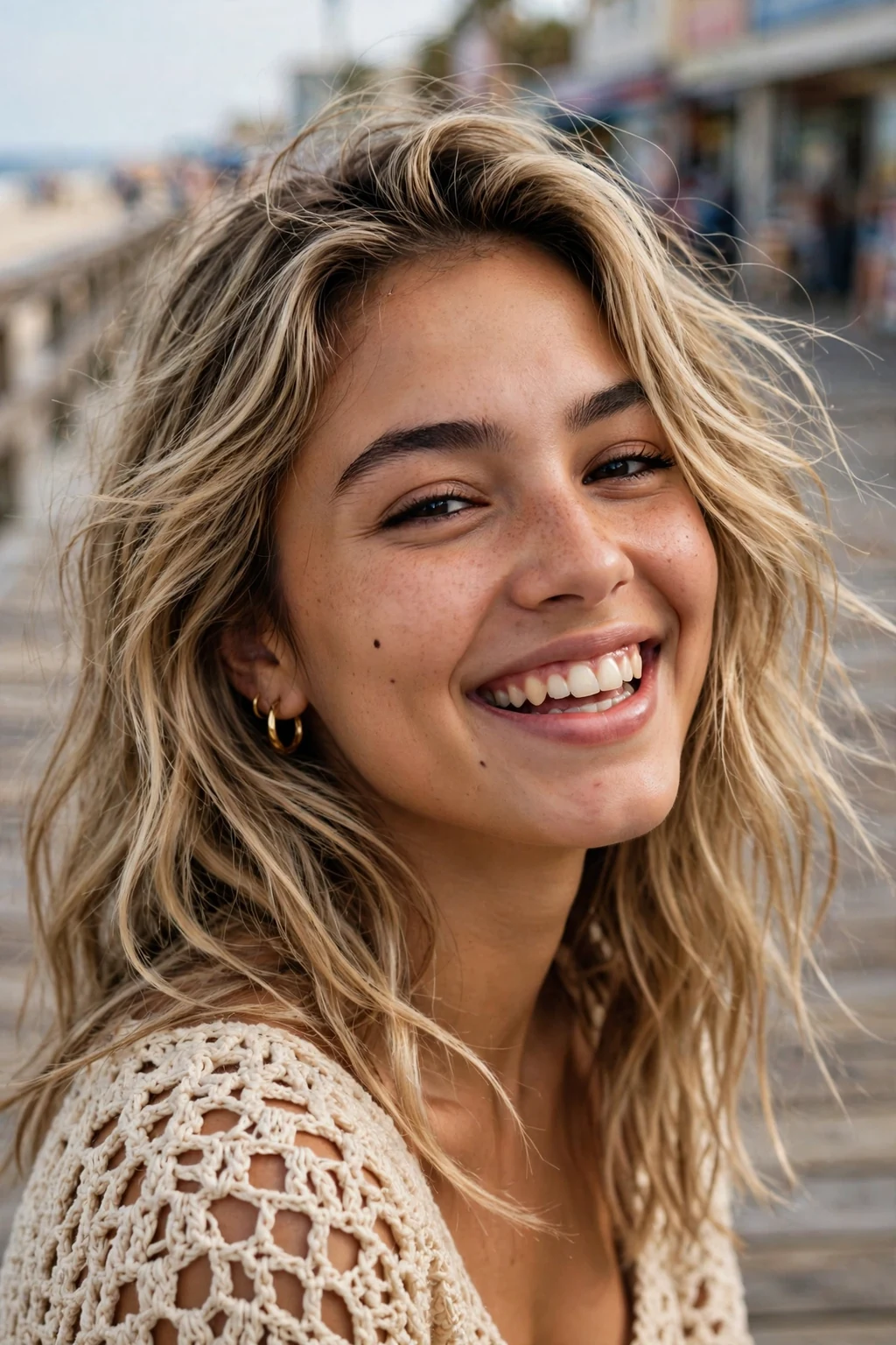 Beautiful woman with sandy blonde, natural sandy blonde tones, fresh light.