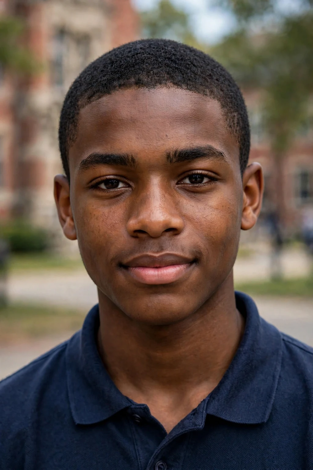 Handsome teen boy with crew cut, neat teen crew cut, classic light.