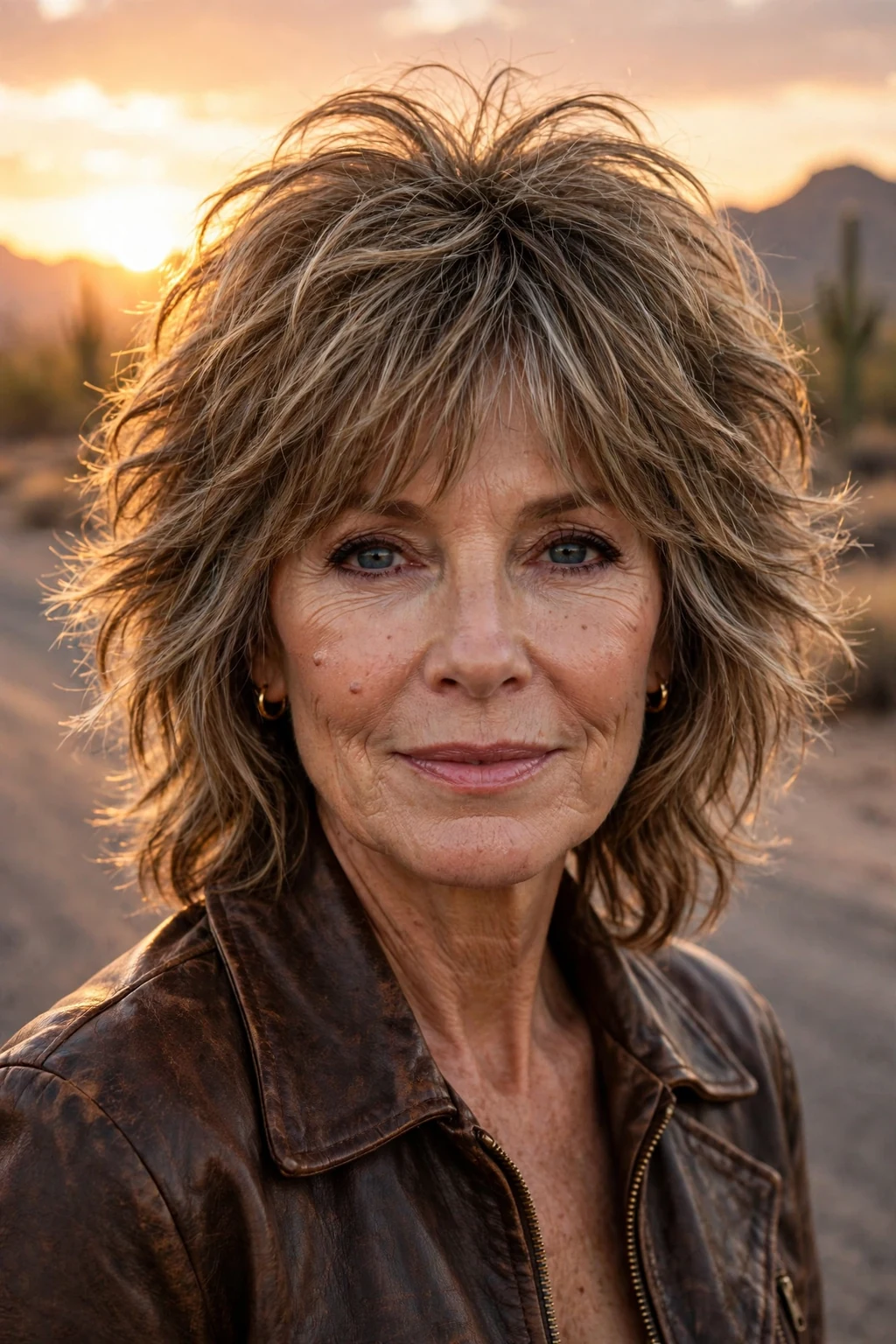 Beautiful woman over 50 with ultimate shag, perfect signature shag, exquisite light.